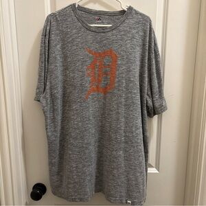 MLB Majestic Detroit Tigers T-Shirt Mens 2XL Heather Gray Crew Neck Baseball
